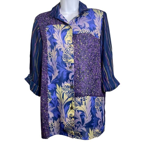 Koos of Course Floral Patchwork Top Size XS Oversized Statement Art To Wear Boho - Picture 1 of 11